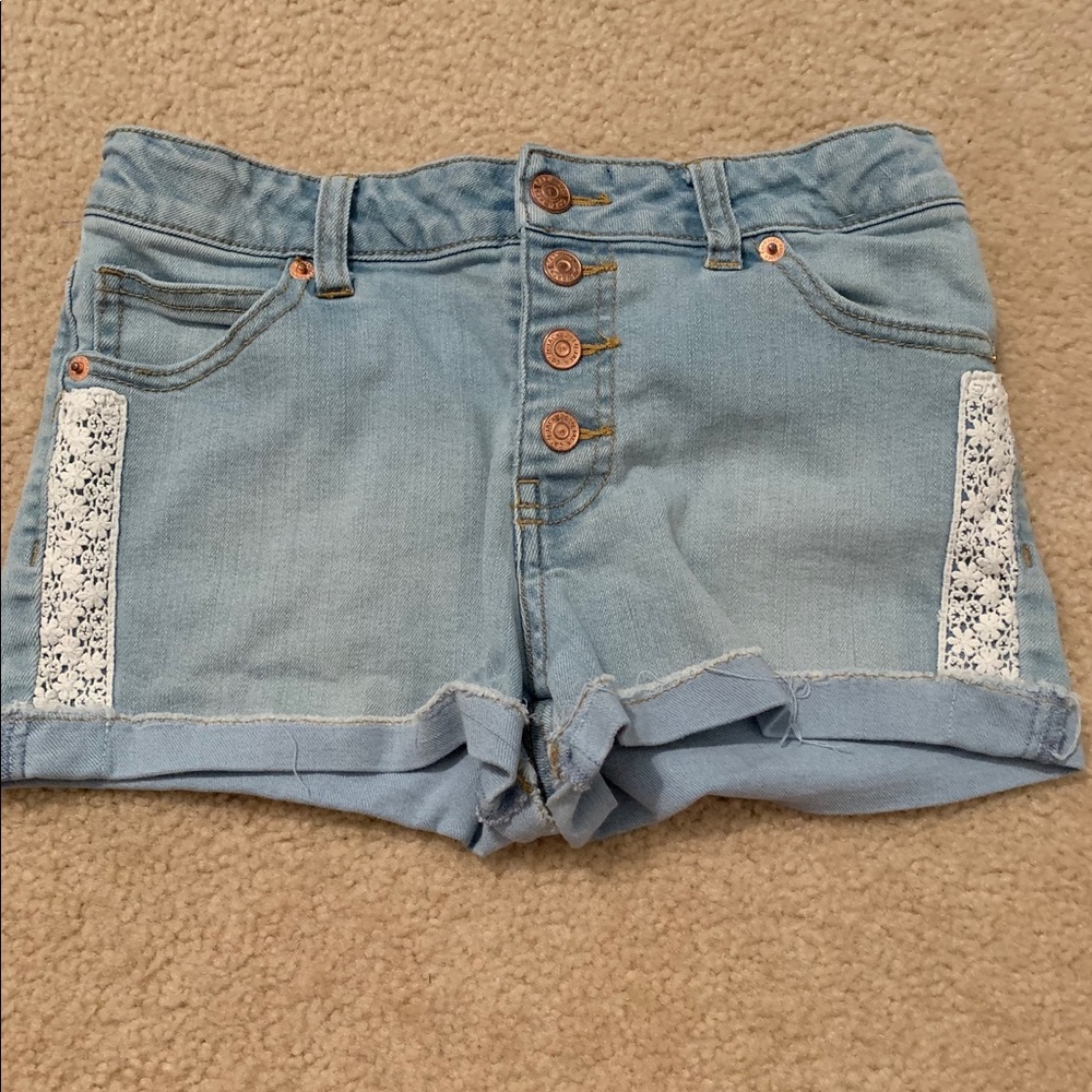 Light wash denim shorts